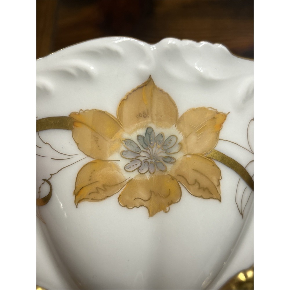 Antique T&V Limoges France Pickard Hand Painted Berry Bowl‎ Strainer Gold Gilt - Picture 7 of 11